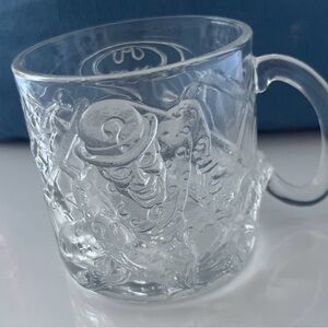 McDonald’s 1998 Clear Glass Batman Joker Embossed Mug - Classic DC Design